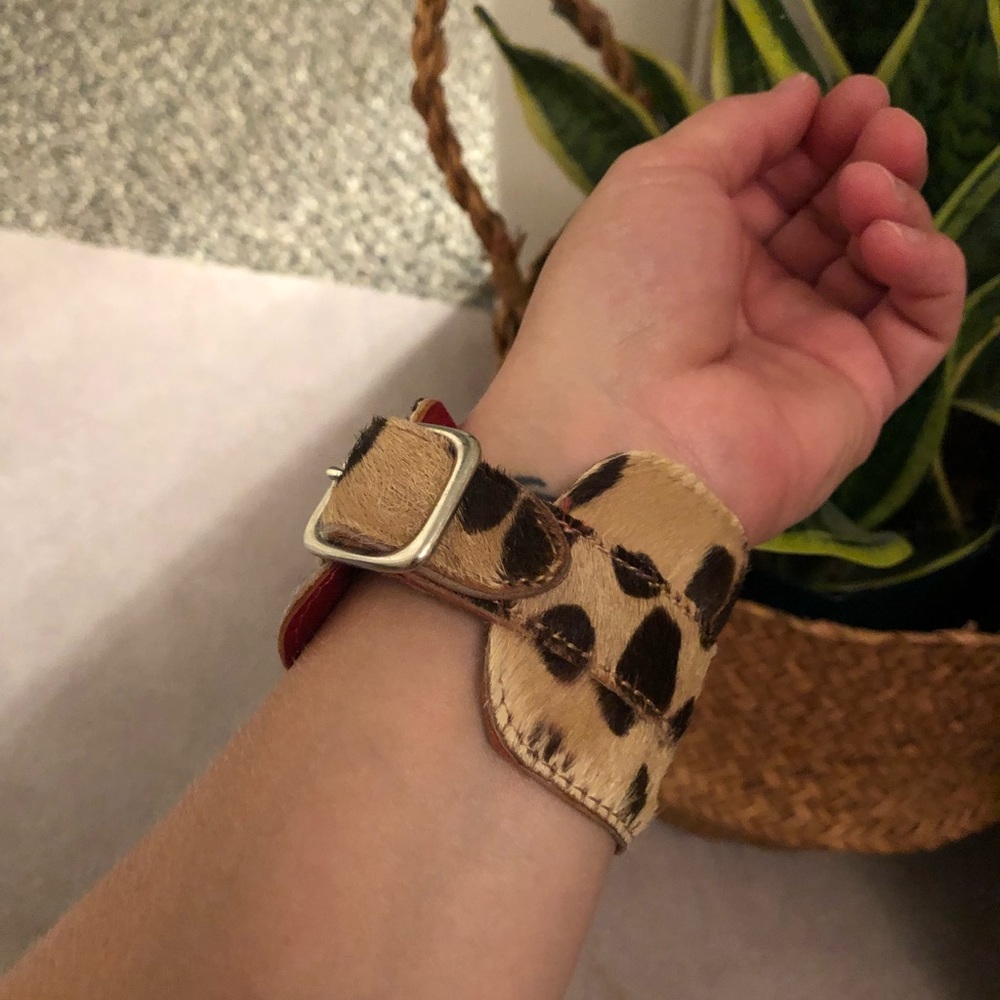 Leopard Suede Cuff Bracelet - Picture 2 of 4